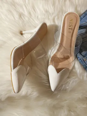 GNIST Love heart Transparent White Heels