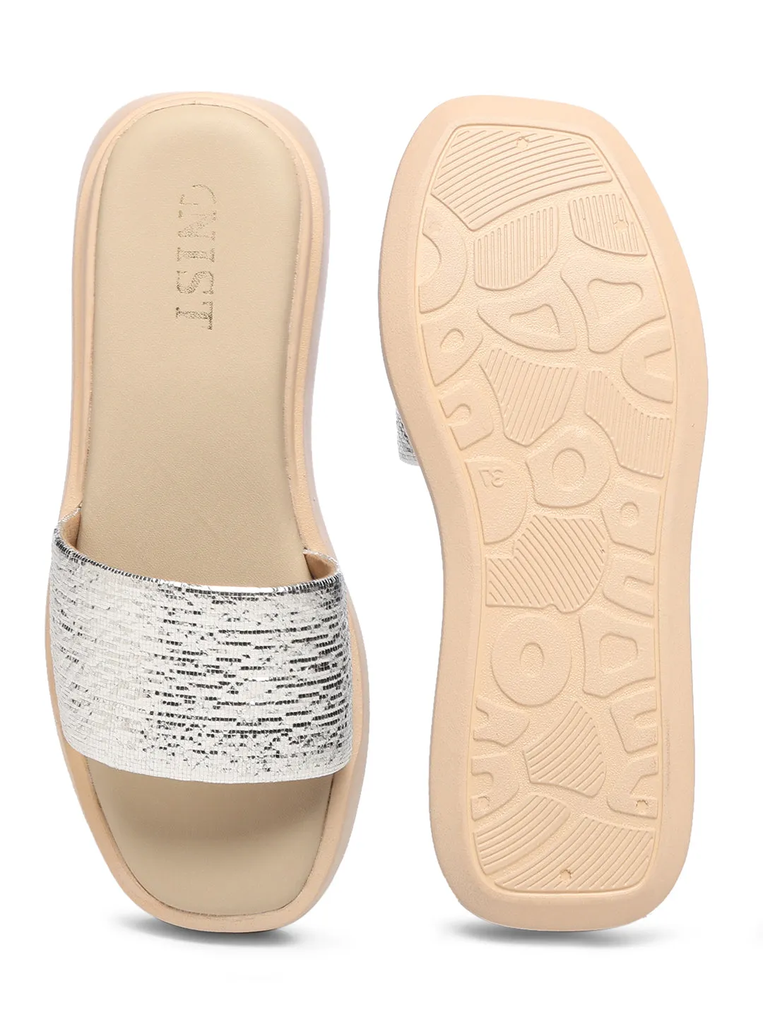 GNIST Metallic Flatform Silver Platform heels