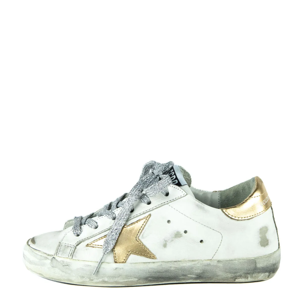 Golden Goose Distressed White Leather Superstar Low Top Sneakers Size 4 | EU 34