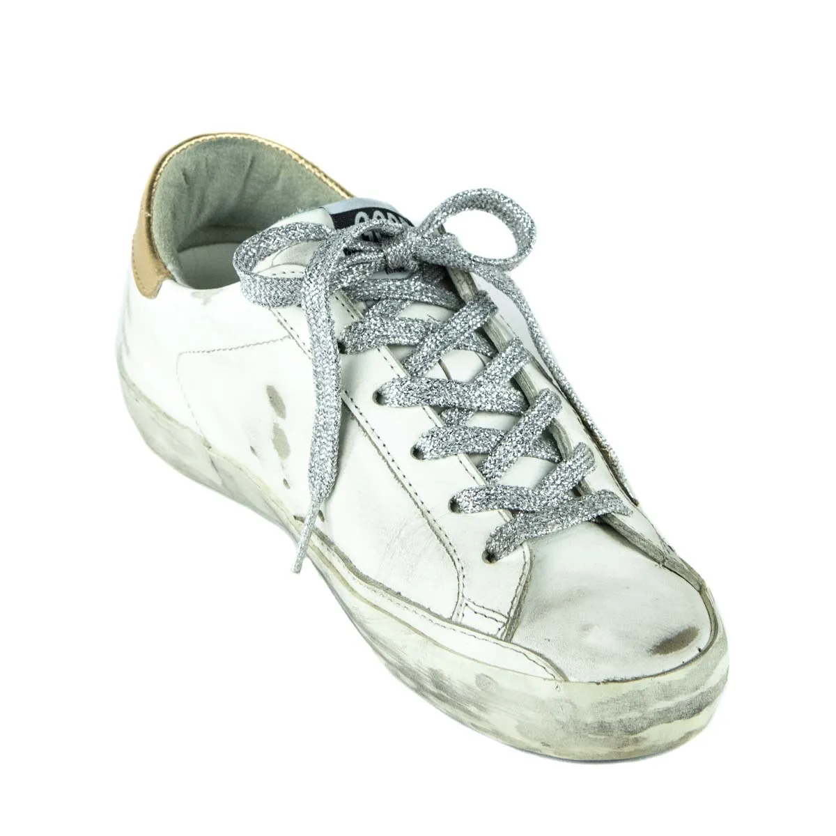 Golden Goose Distressed White Leather Superstar Low Top Sneakers Size 4 | EU 34