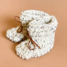 Hand Knit Baby Booties - Oatmeal