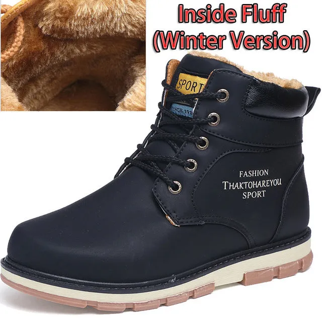 Keep Warm Men Winter Boots High Quality pu Leather Wear Resisting Casual Shoes Working Fashion Men Boots