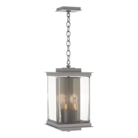 Kingston Outdoor Large Lantern 4-Light Translucent Soft Gold Accent Clear Glass (ZM) in Coastal Burnished Steel