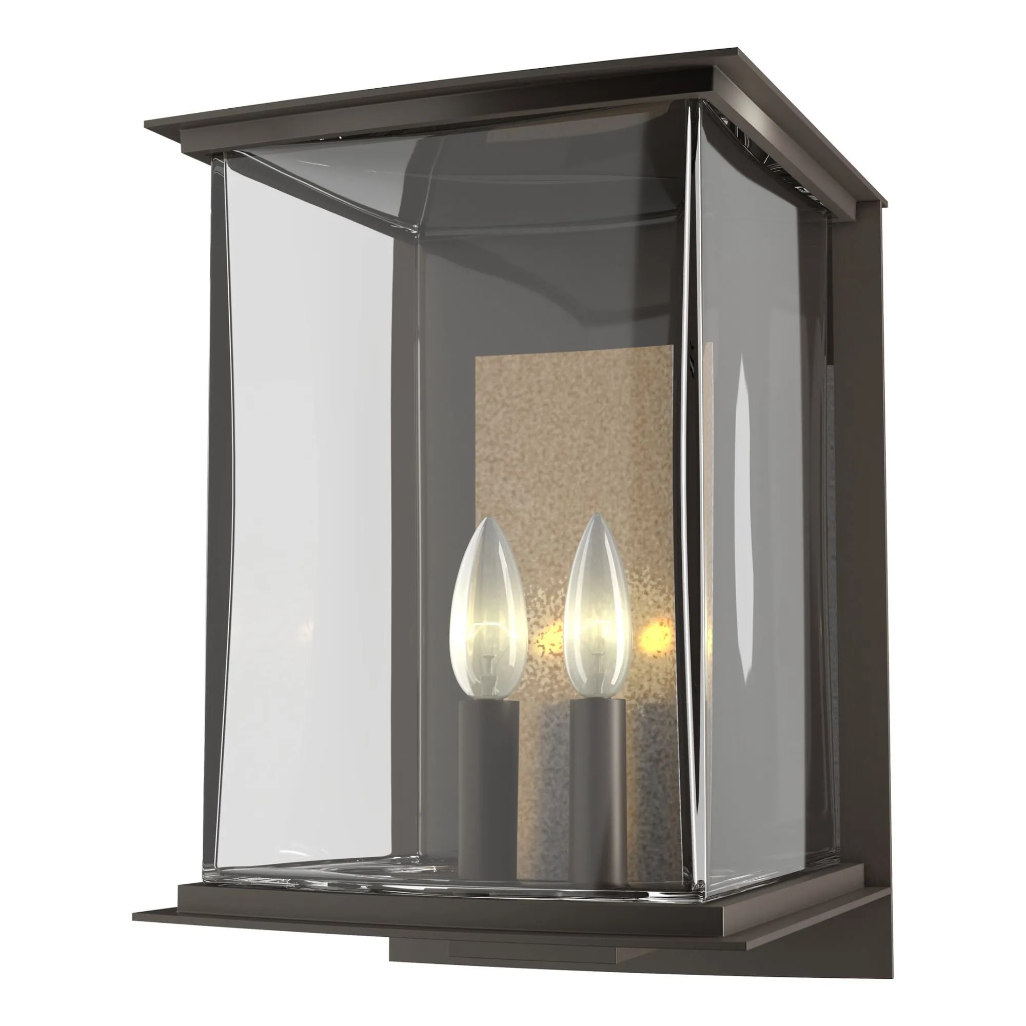 Kingston Outdoor Large Sconce 2-Light Translucent Soft Gold Accent Clear Glass (ZM) in Coastal Dark Smoke