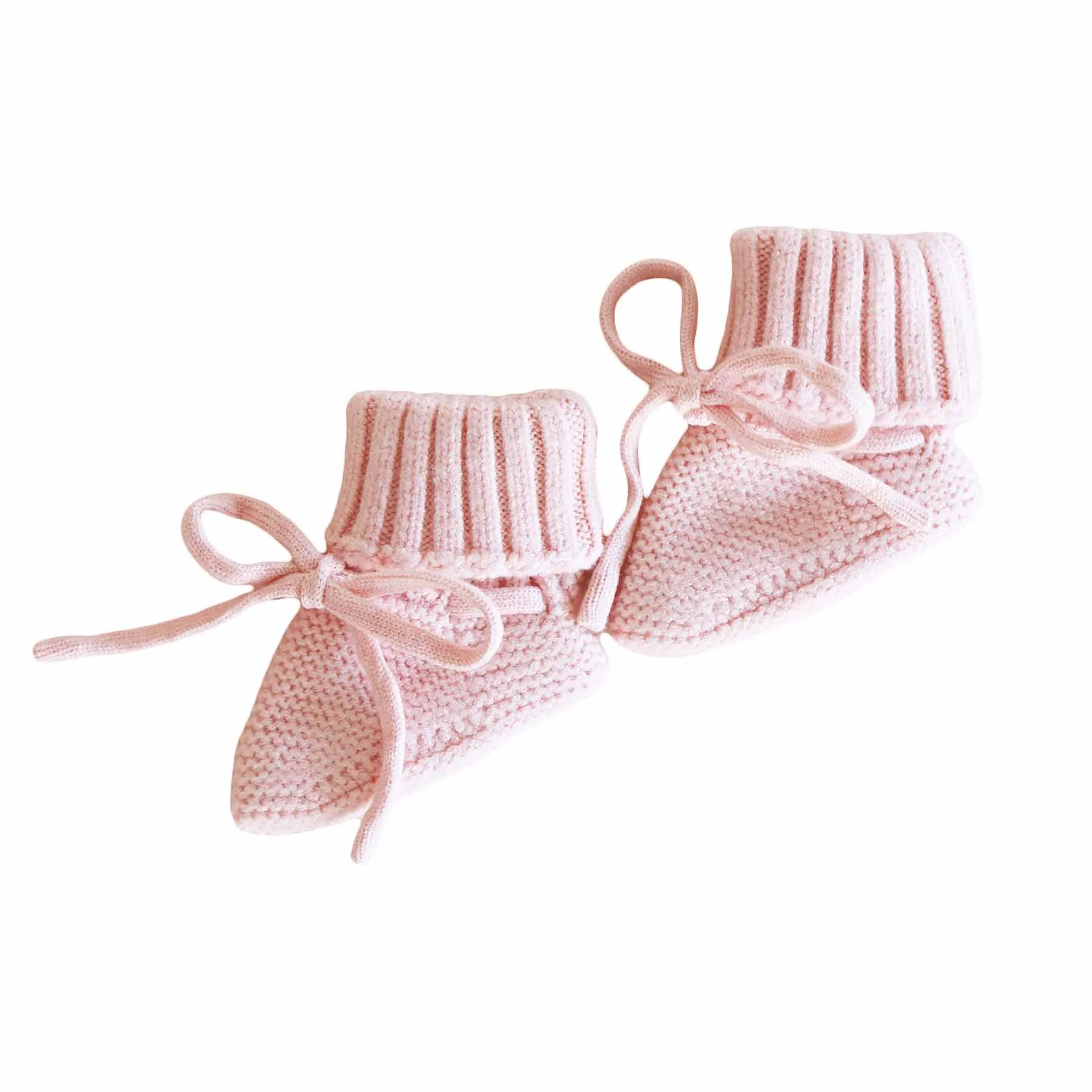 Knit Newborn Bow Booties | Baby Pink