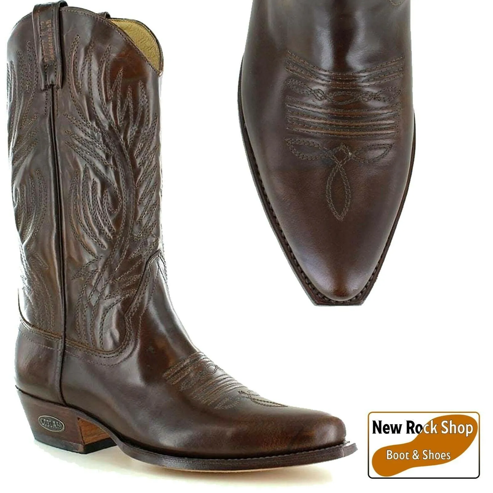 Loblan 194 Brown Whisky Leather Cowboy Boots Hand Made Classic Men'S Western
