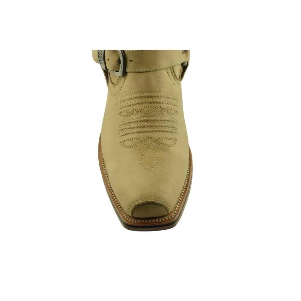 Loblan 2618 Tan Beige Leather Mens Cowboy Boots Classic Biker Hand Western 2618