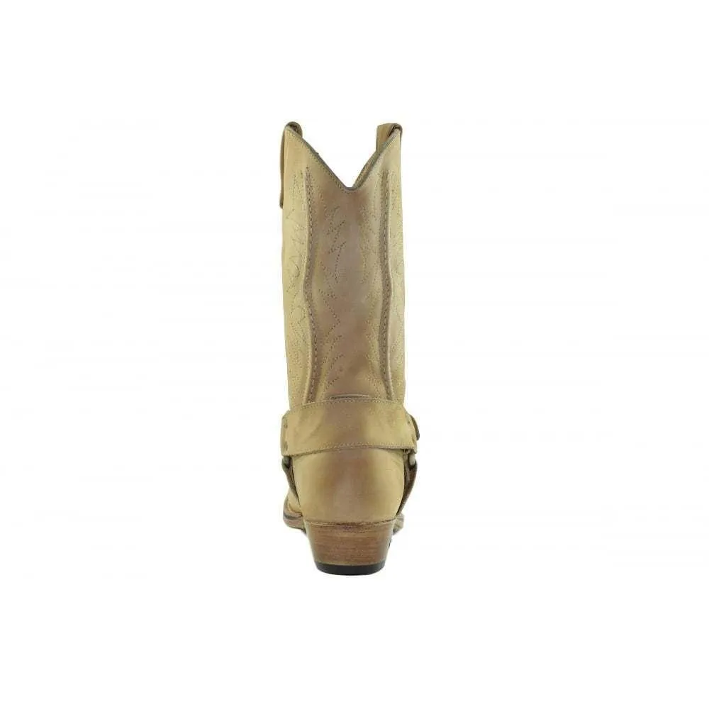 Loblan 2618 Tan Beige Leather Mens Cowboy Boots Classic Biker Hand Western 2618