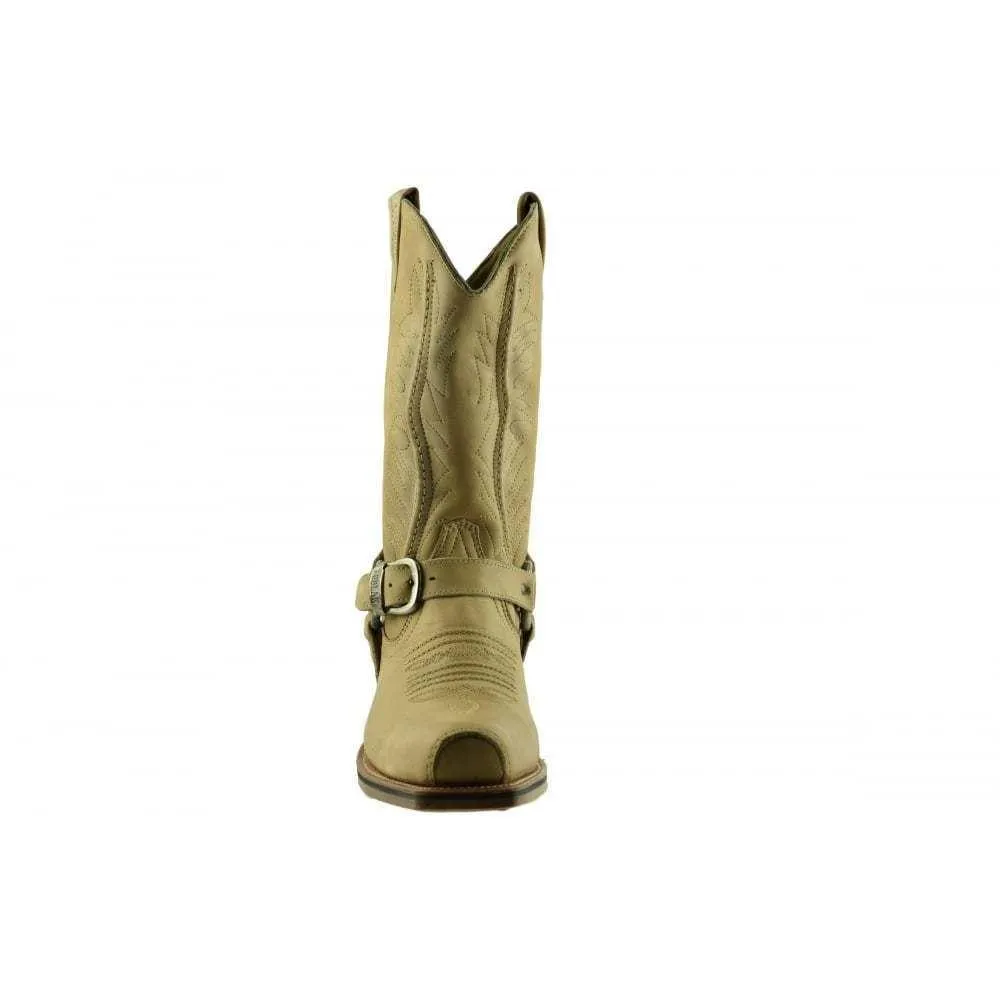 Loblan 2618 Tan Beige Leather Mens Cowboy Boots Classic Biker Hand Western 2618