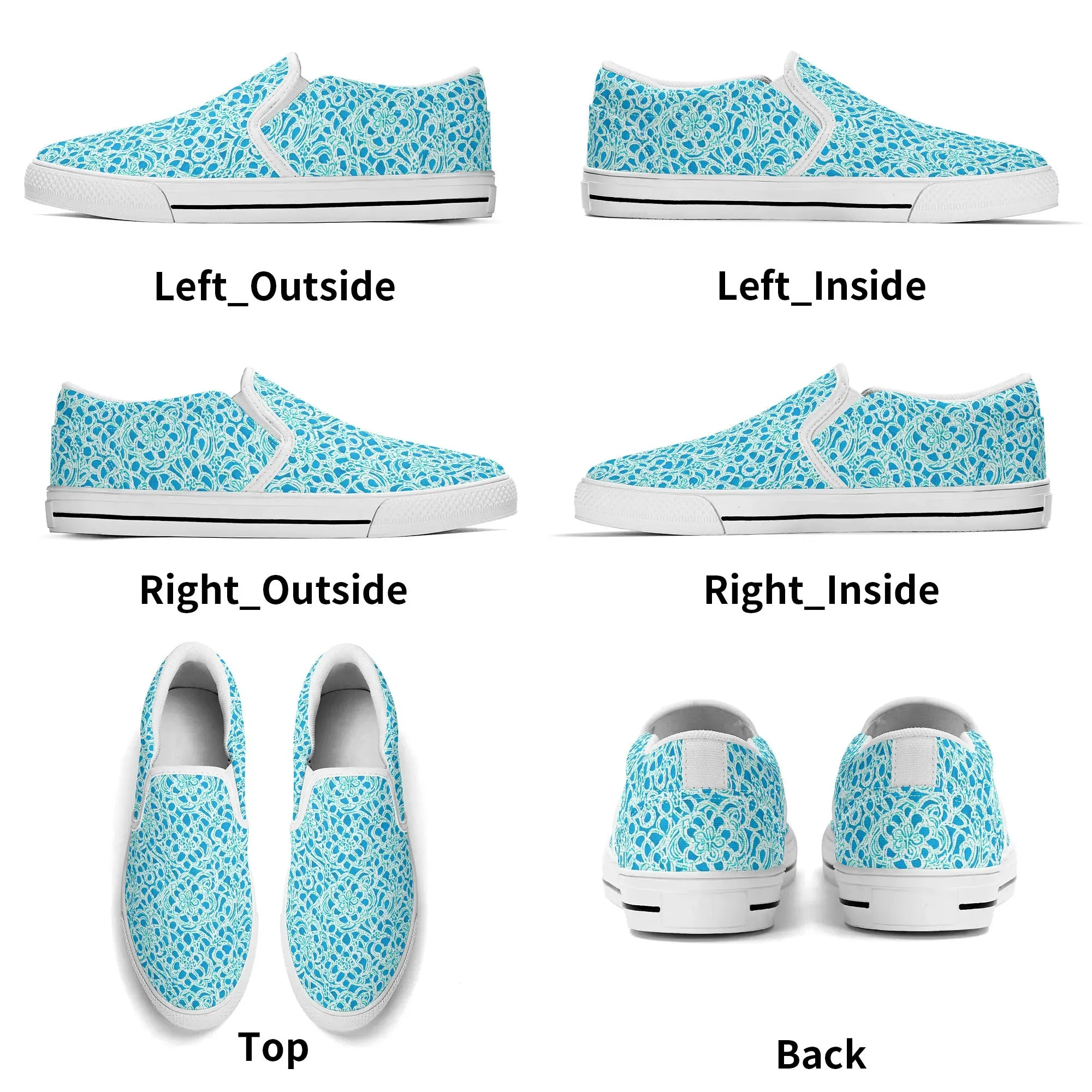 Luminous Swirls: Abstract Watercolor Floral Patterns in Lime Green and Blue Womens Canvas Slip On Shoes US5-US12