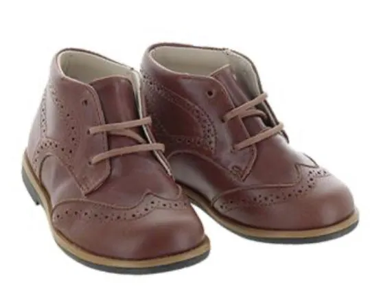 Manuela De Juan Cuoio Tan Leather Wingtip Lace up Booties