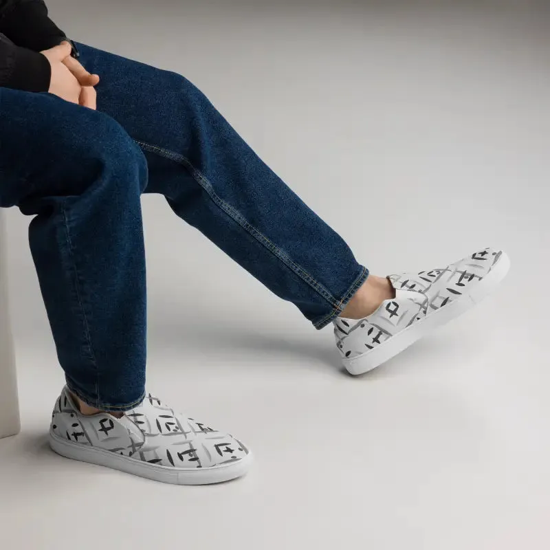 Men Slip on Grey Abstract Canvas Shoes
