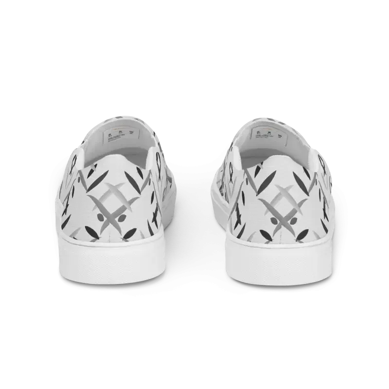 Men Slip on Grey Abstract Canvas Shoes