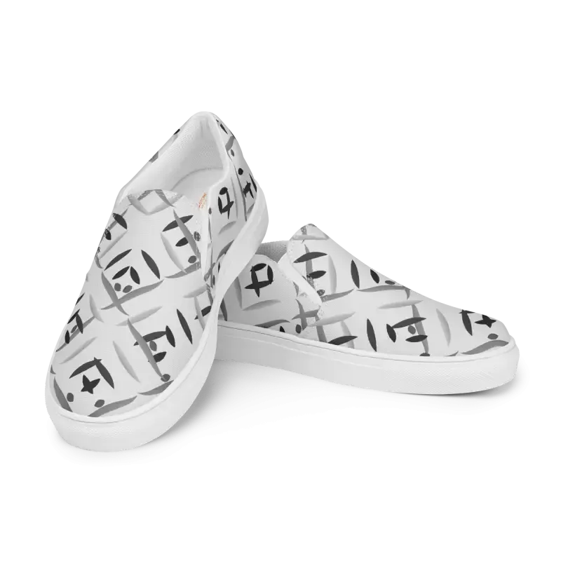 Men Slip on Grey Abstract Canvas Shoes