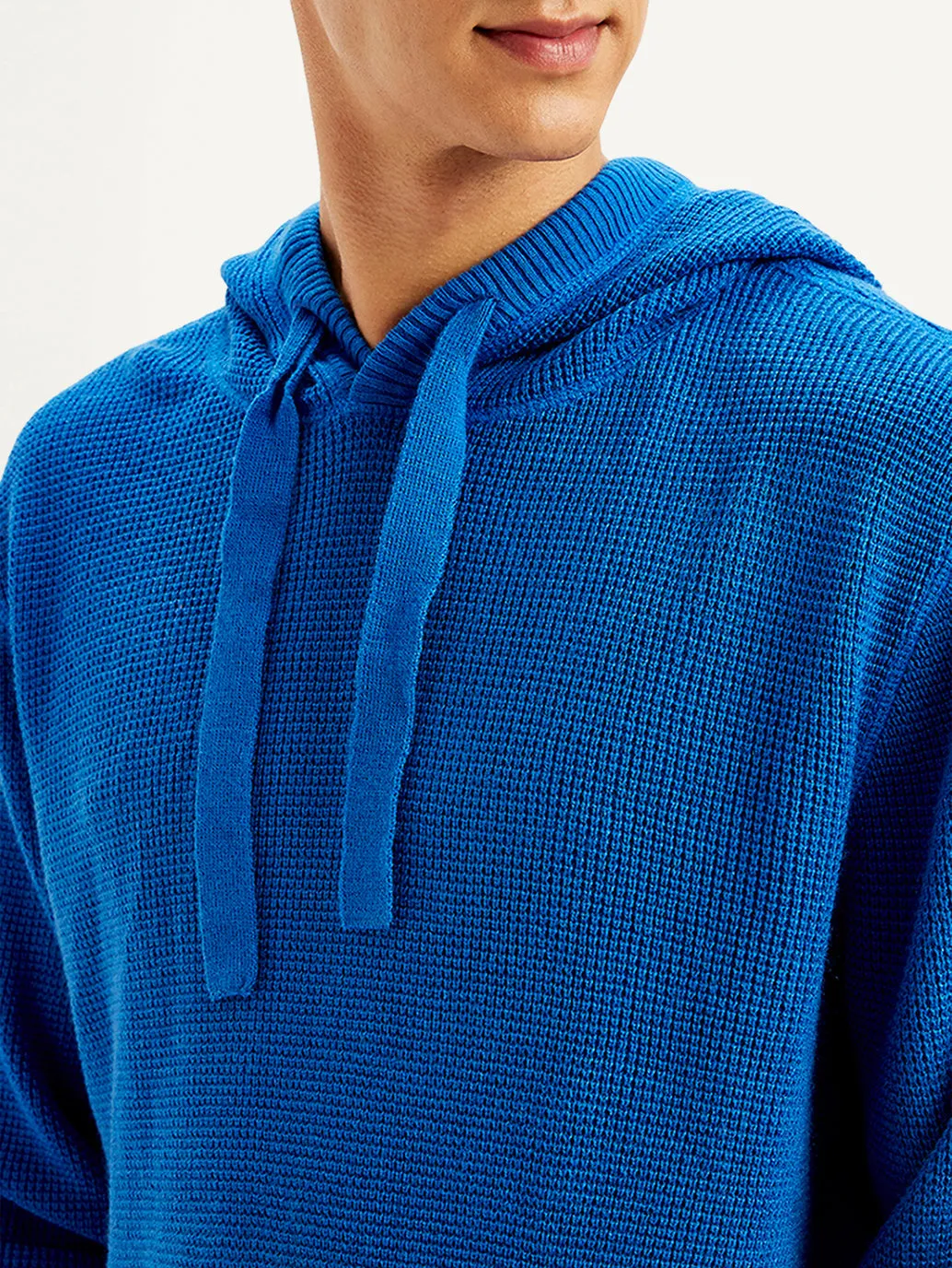 Men's Solid Blue Hooded Sweatshirt