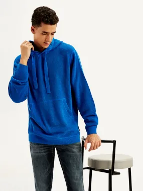 Men's Solid Blue Hooded Sweatshirt