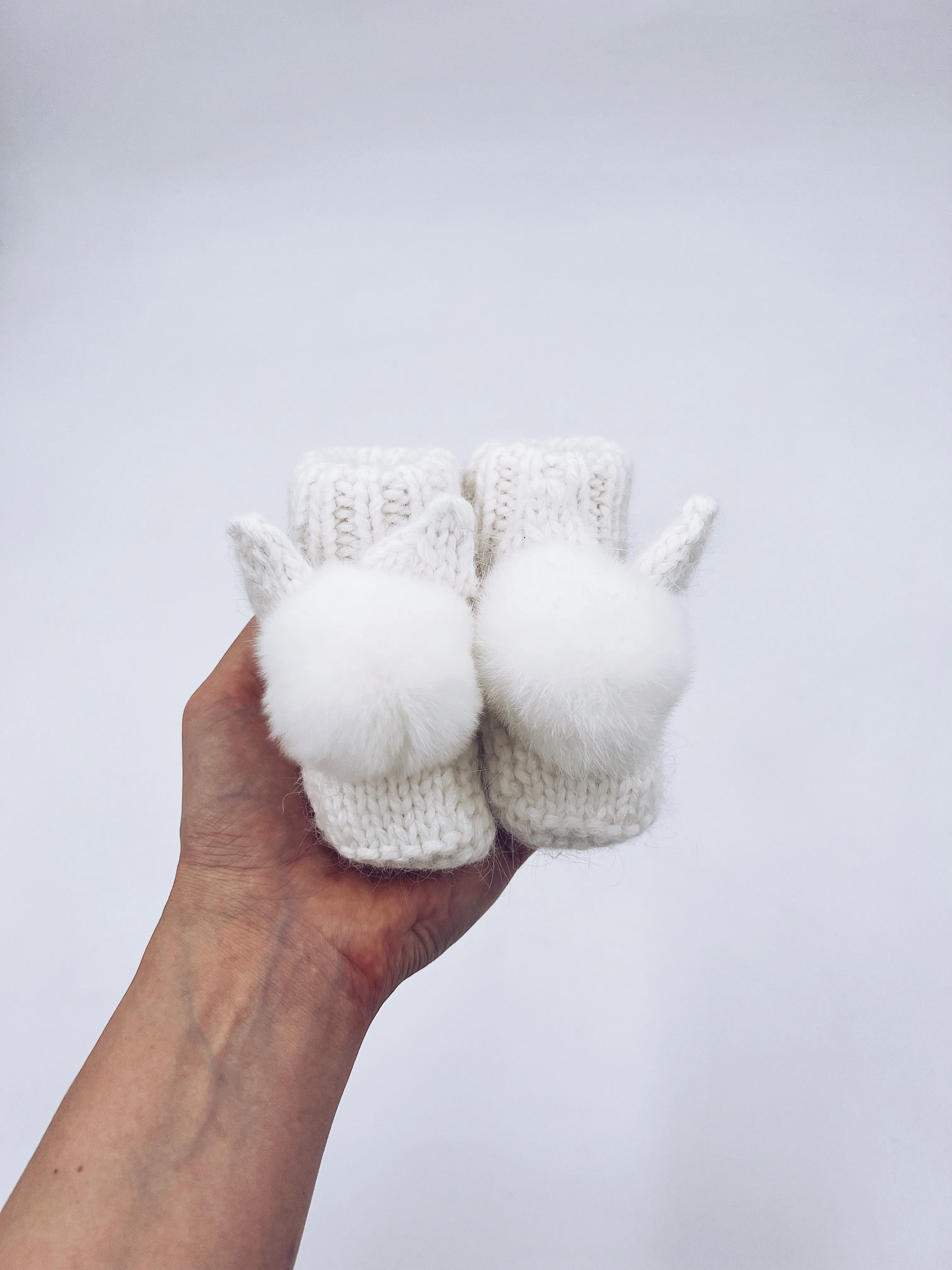 MI LOVES SIGNATURE Little Bunny Angora pompom booties.
