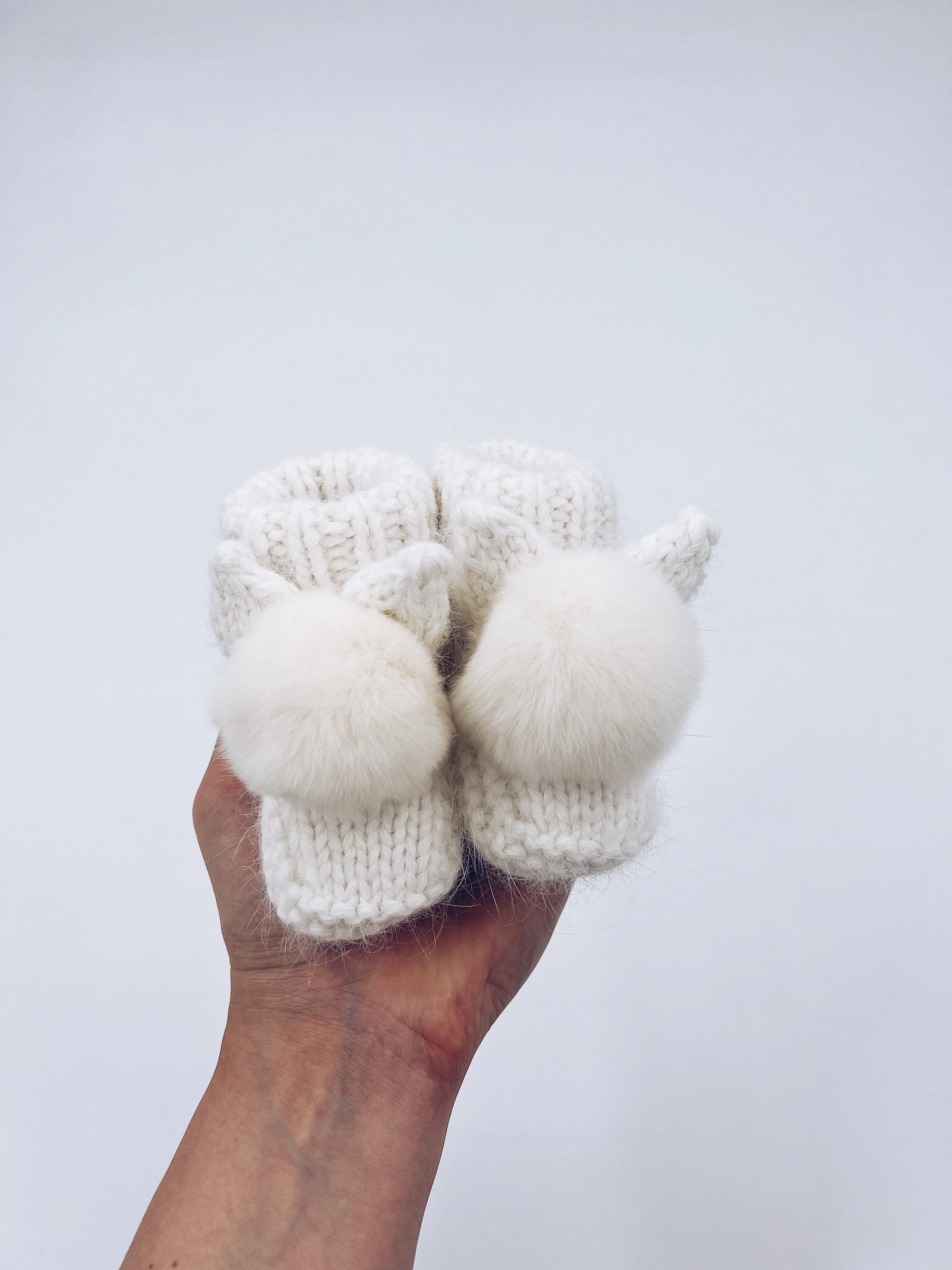 MI LOVES SIGNATURE Little Bunny Angora pompom booties.