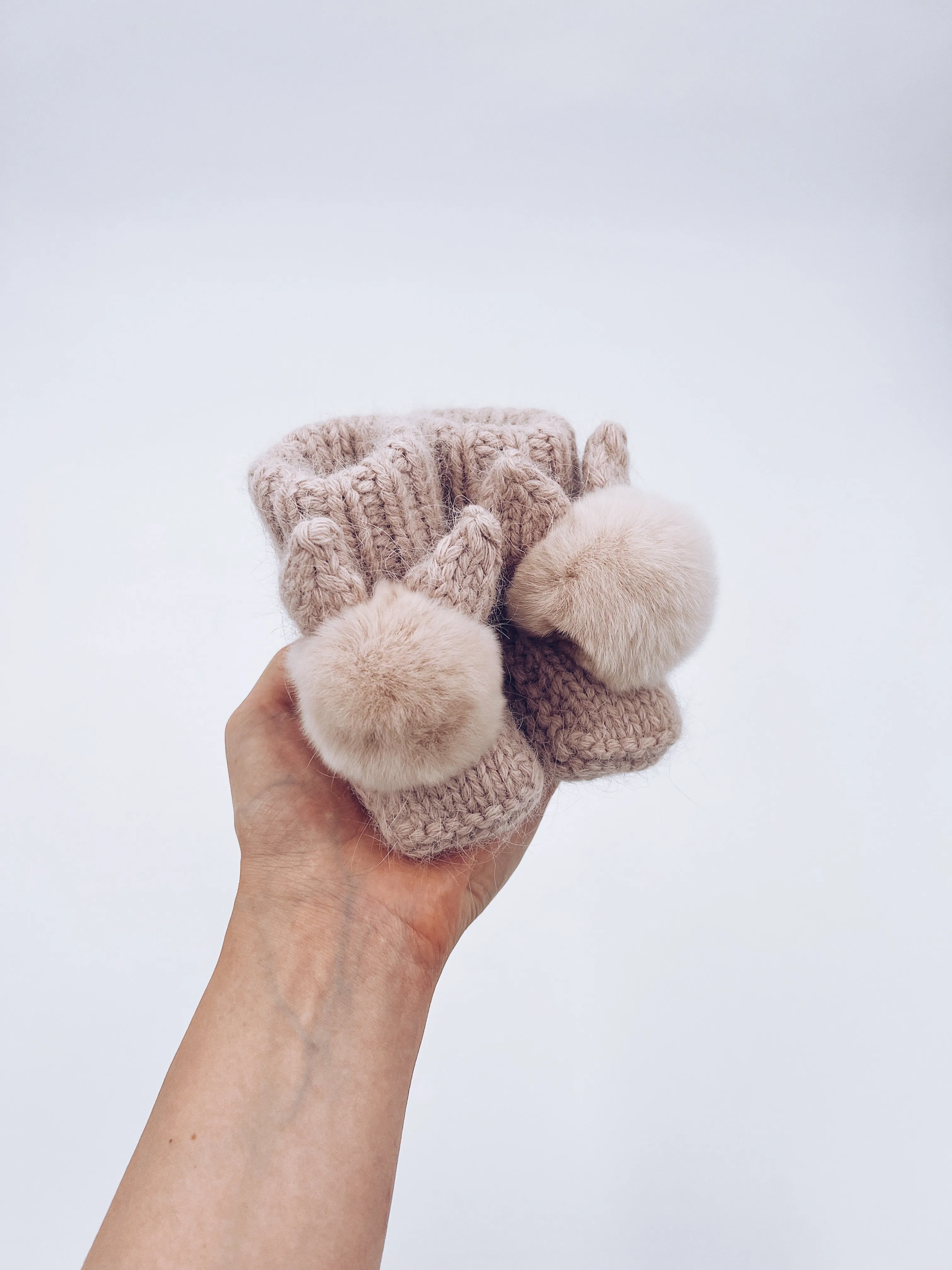 MI LOVES SIGNATURE Little Bunny Angora pompom booties.