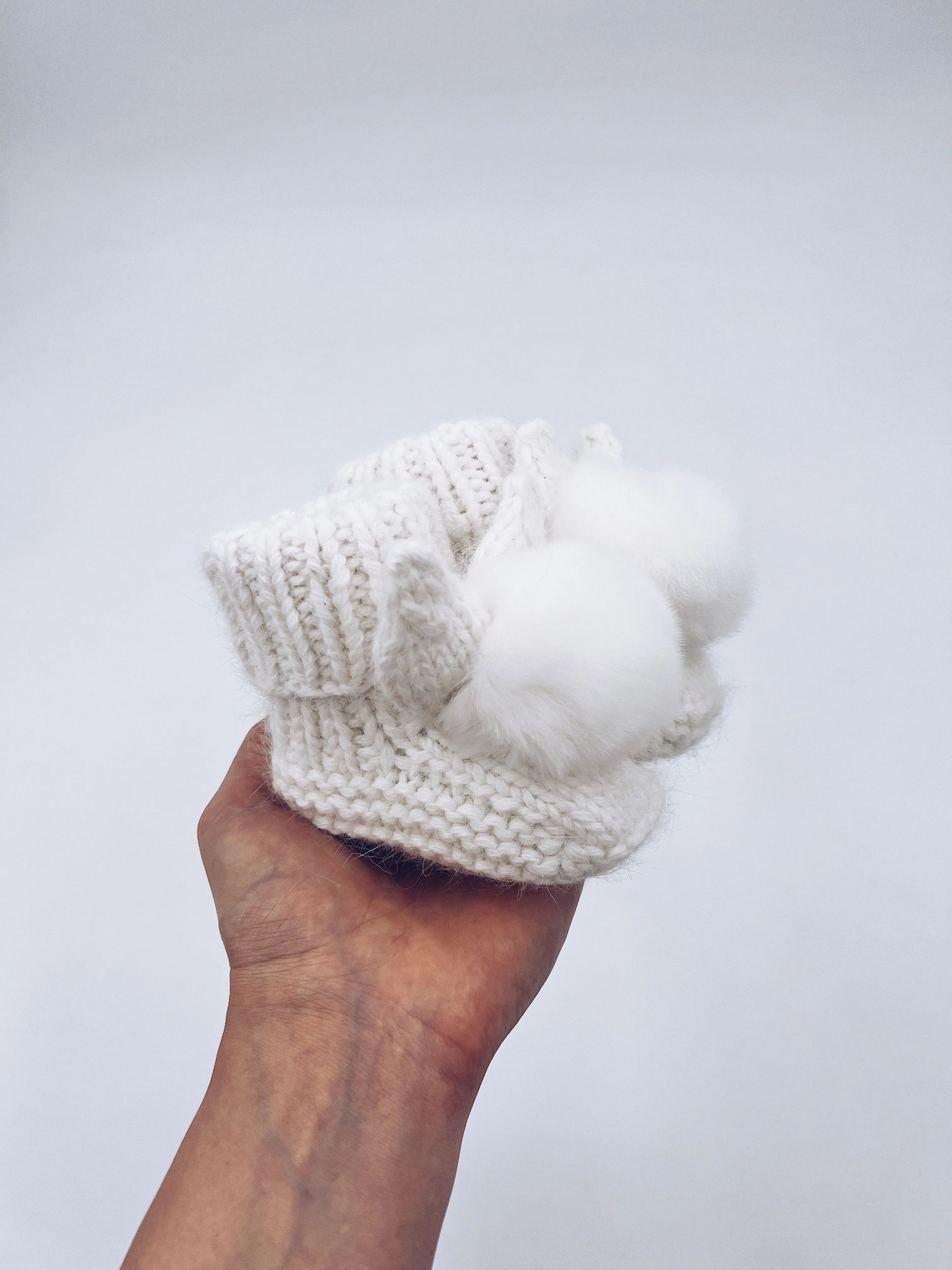 MI LOVES SIGNATURE Little Bunny Angora pompom booties.