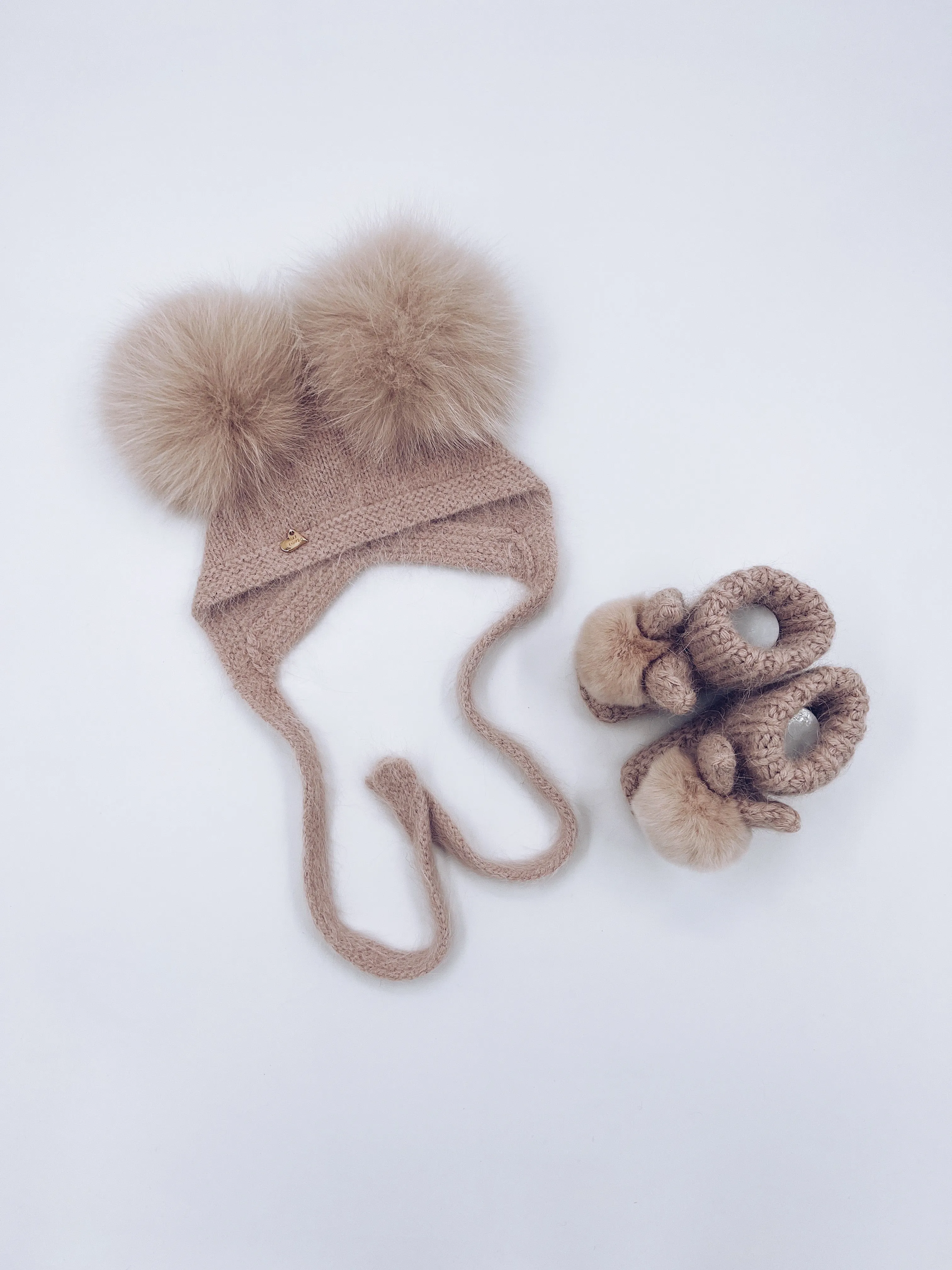 MI LOVES SIGNATURE Little Bunny Angora pompom booties.