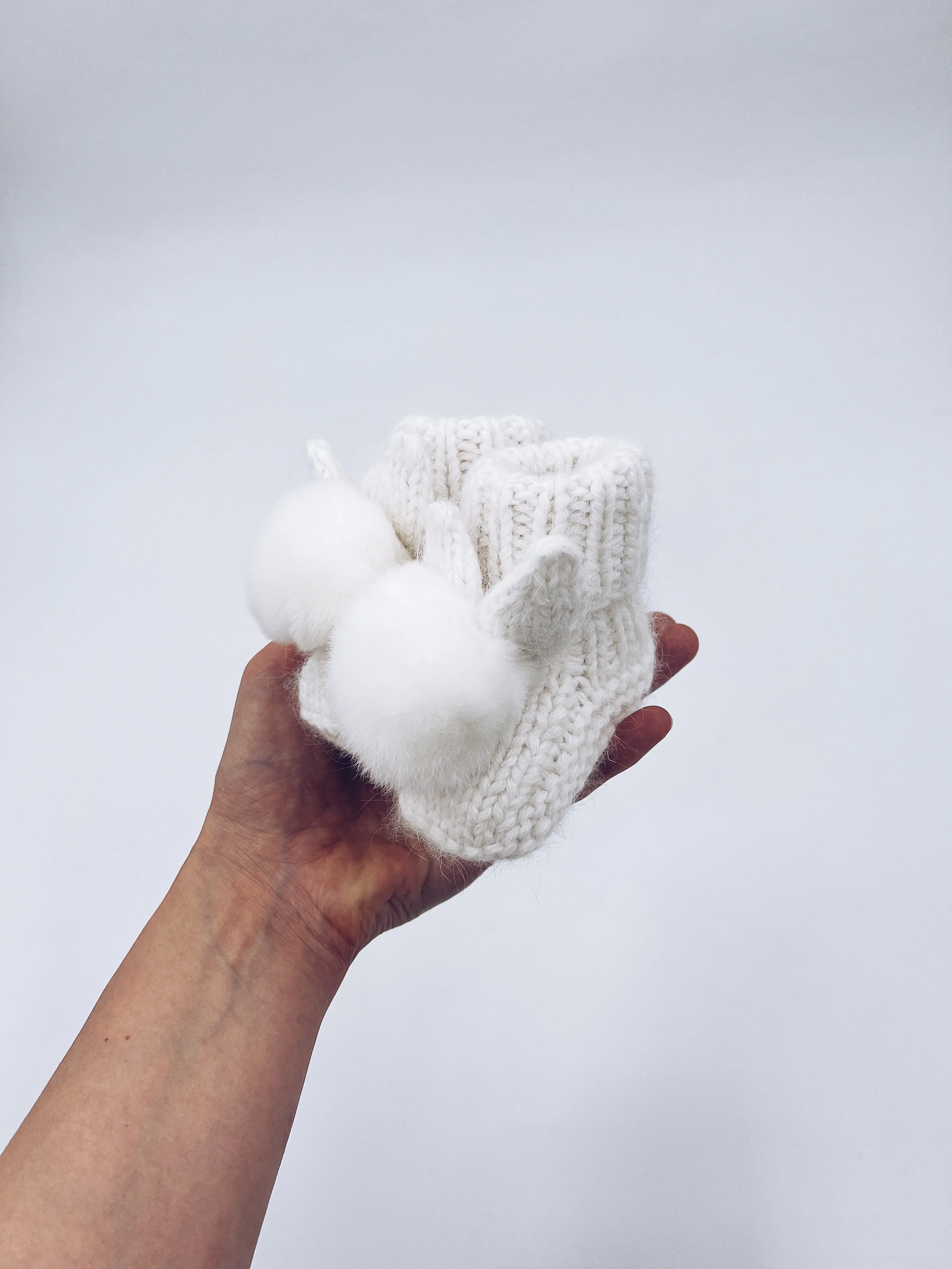 MI LOVES SIGNATURE Little Bunny Angora pompom booties.