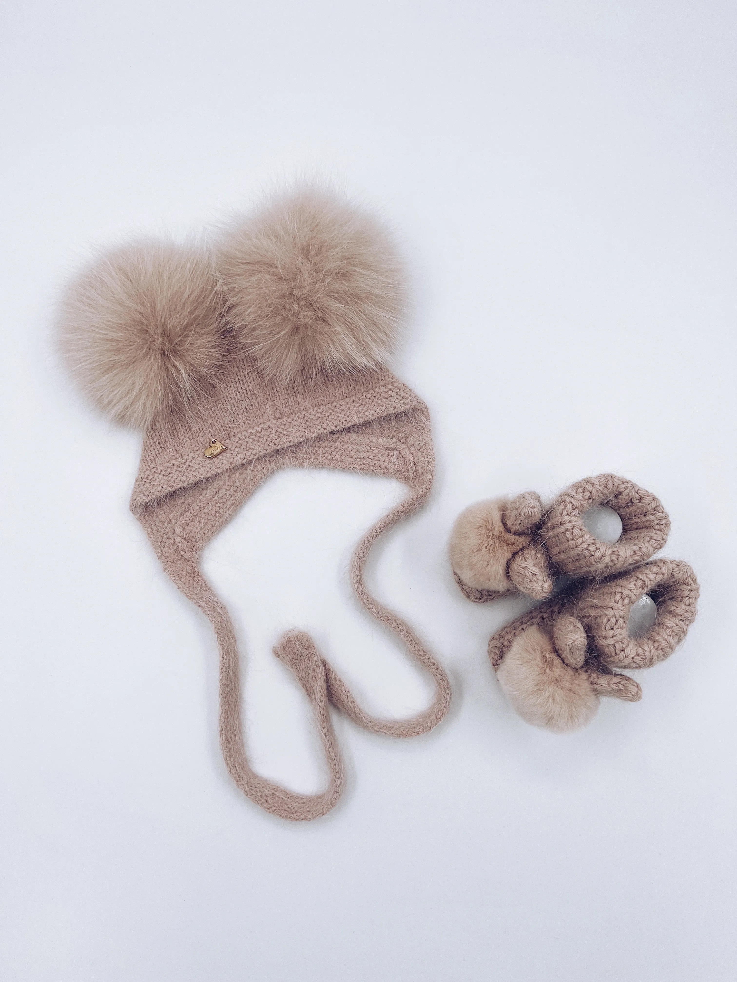 MI LOVES SIGNATURE Little Bunny Angora pompom booties.