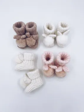 MI LOVES SIGNATURE Little Bunny Angora pompom booties.