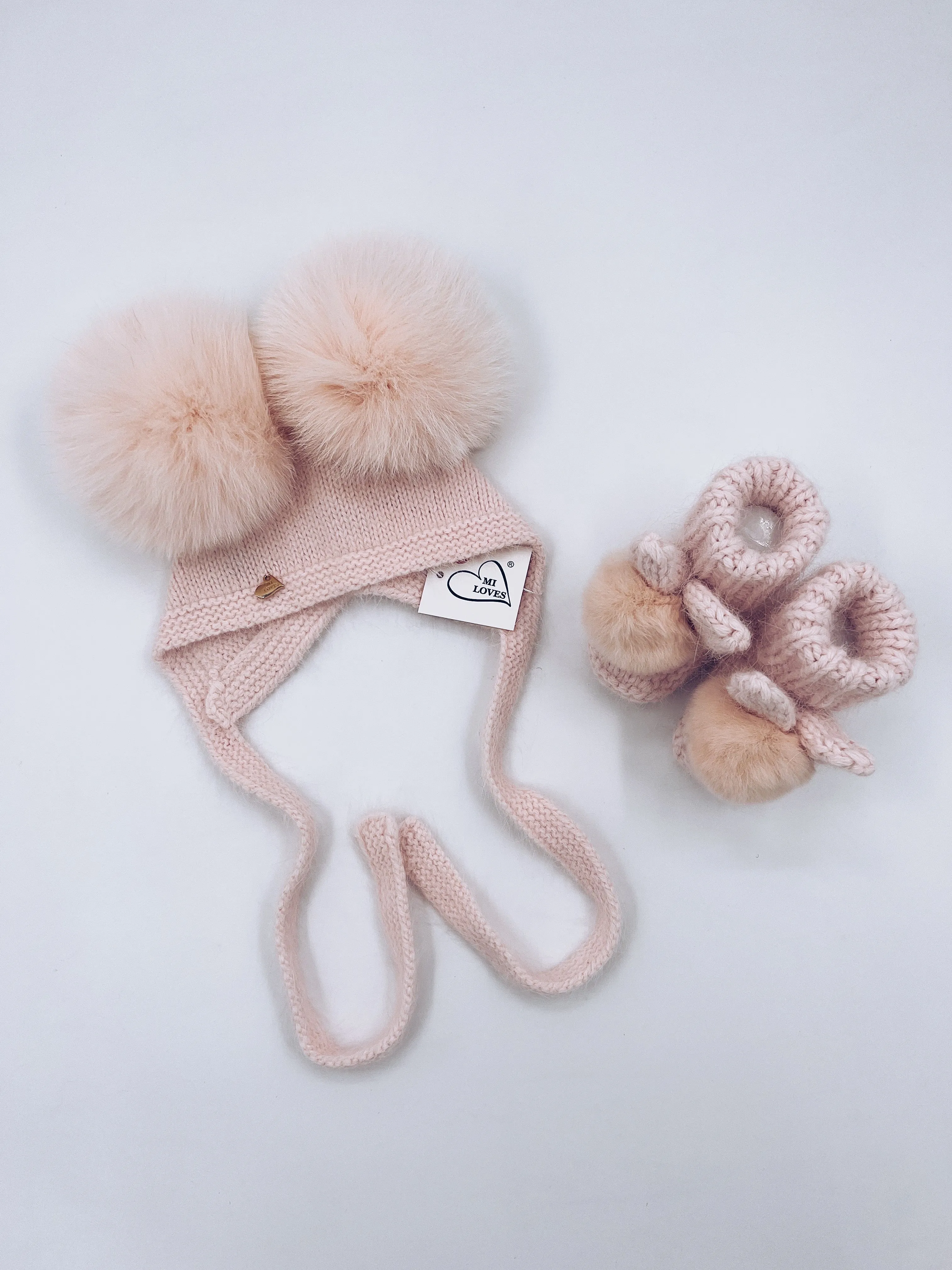 MI LOVES SIGNATURE Little Bunny Angora pompom booties.