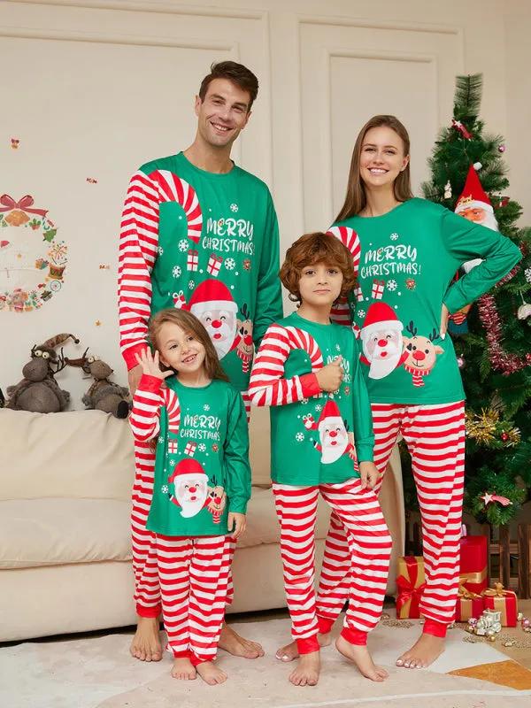 Mom's Santa-Themed Thanksgiving Christmas Cotton Pajamas Set