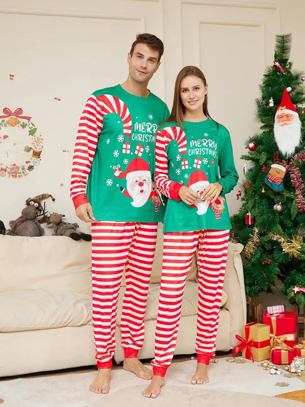 Mom's Santa-Themed Thanksgiving Christmas Cotton Pajamas Set