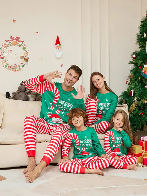 Mom's Santa-Themed Thanksgiving Christmas Cotton Pajamas Set