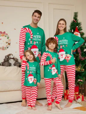 Mom's Santa-Themed Thanksgiving Christmas Cotton Pajamas Set