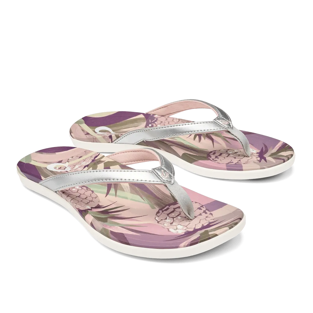 OluKai Women's Ho'Opio Sandals- Silver/Pineapple