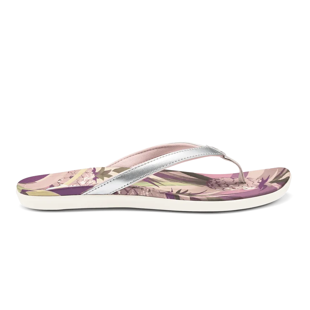 OluKai Women's Ho'Opio Sandals- Silver/Pineapple