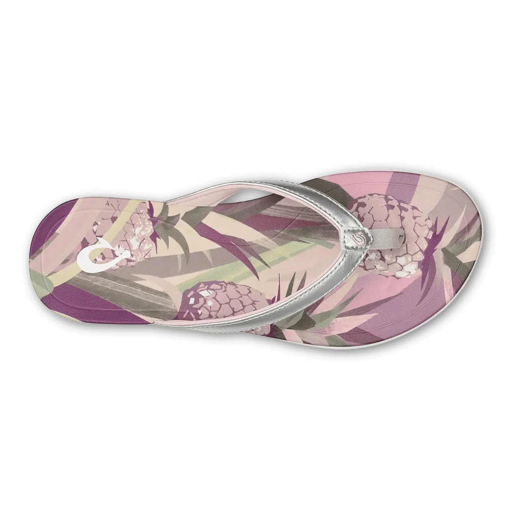 OluKai Women's Ho'Opio Sandals- Silver/Pineapple