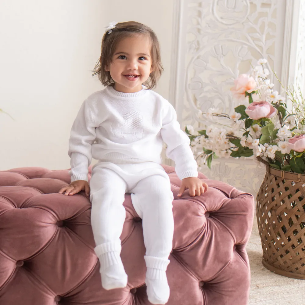 Organic Cotton Baby Booties - White