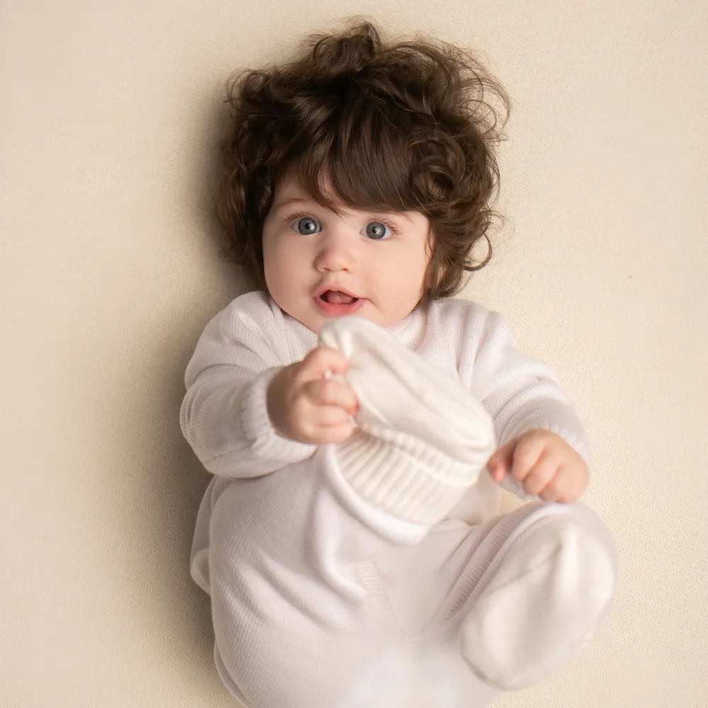 Organic Cotton Baby Booties - White