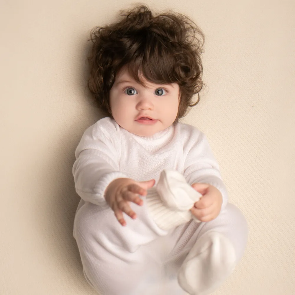 Organic Cotton Baby Booties - White