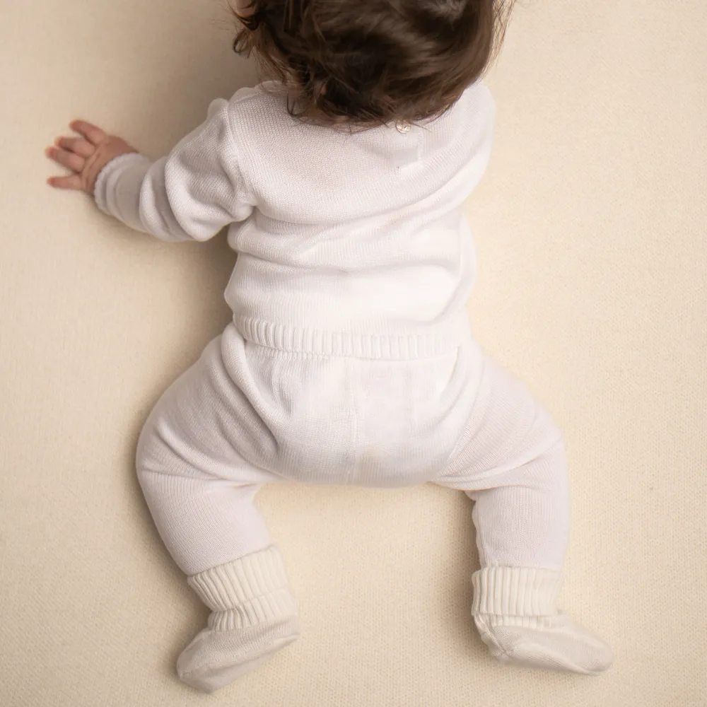 Organic Cotton Baby Booties - White