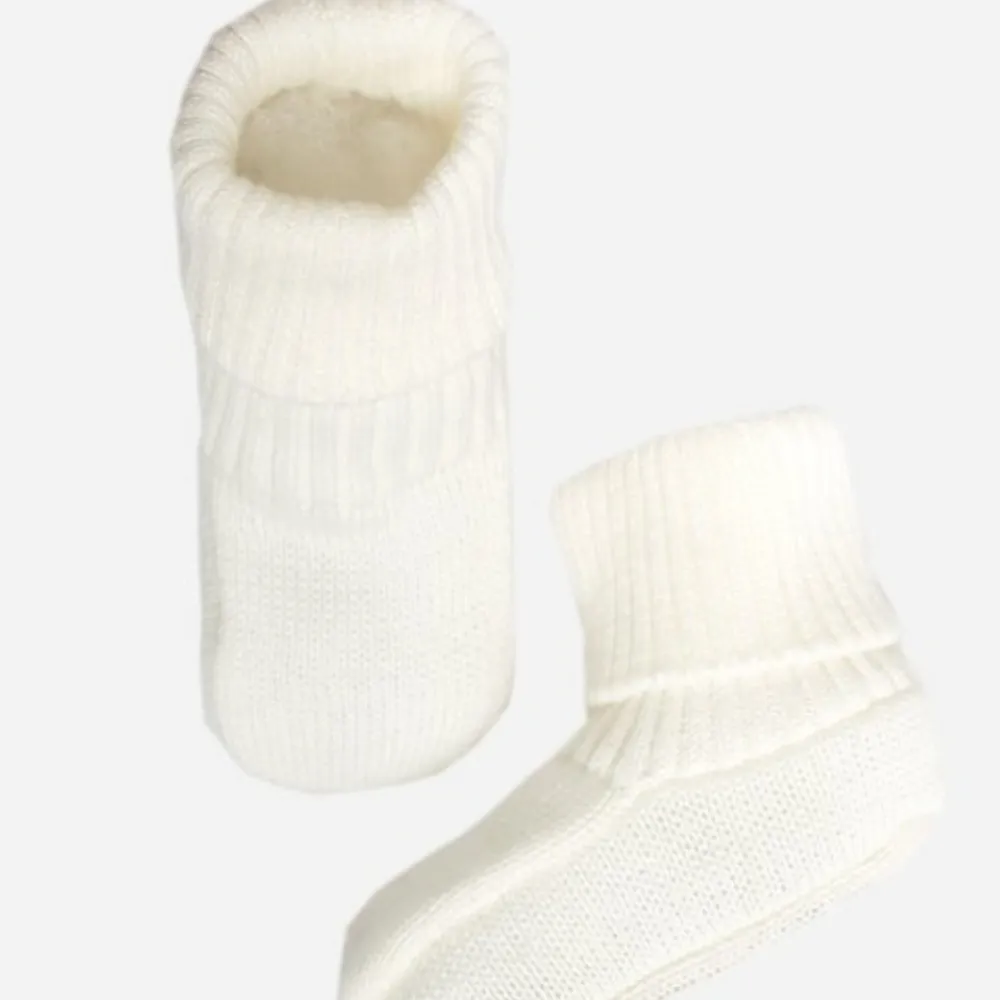 Organic Cotton Baby Booties - White