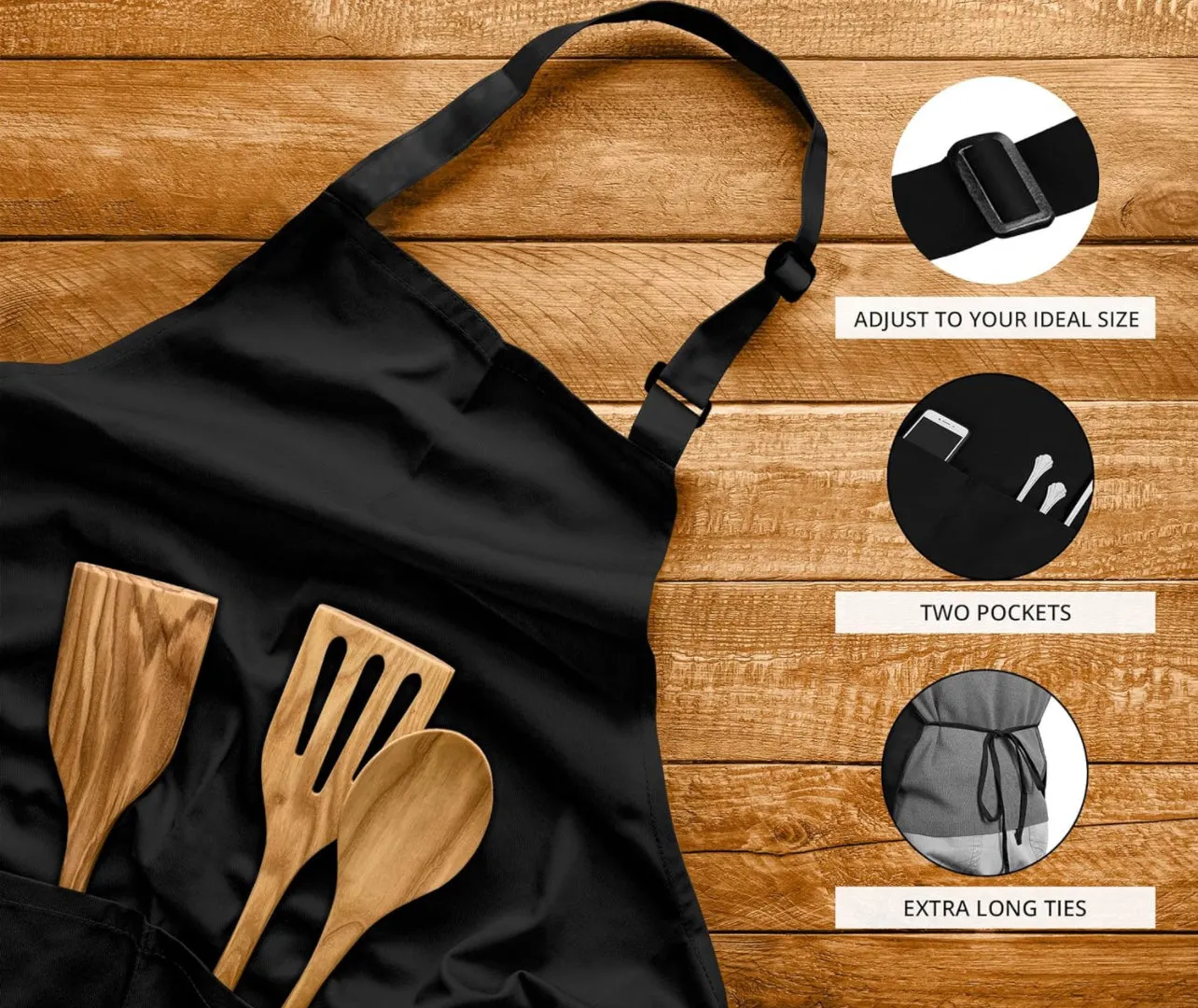 Oversized Bib Apron | 39in | Plus and Tall Friendly | Adjustable Neck Strap | Unisex Bib Apron for Women and Men | 1 Apron