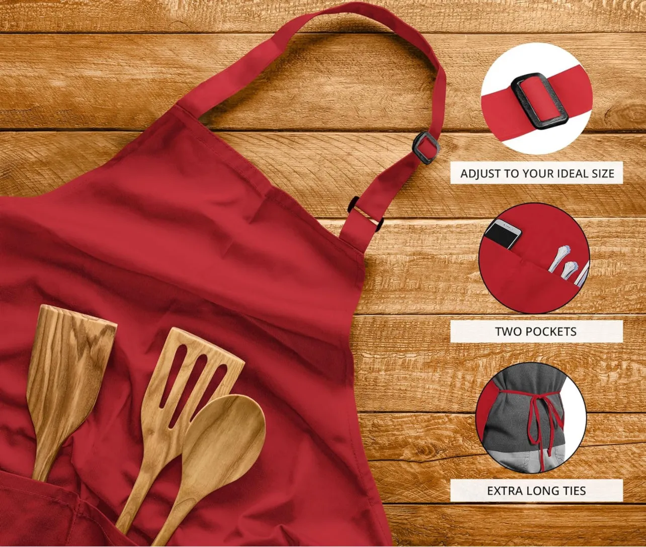 Oversized Bib Apron | 39in | Plus and Tall Friendly | Adjustable Neck Strap | Unisex Bib Apron for Women and Men | 1 Apron