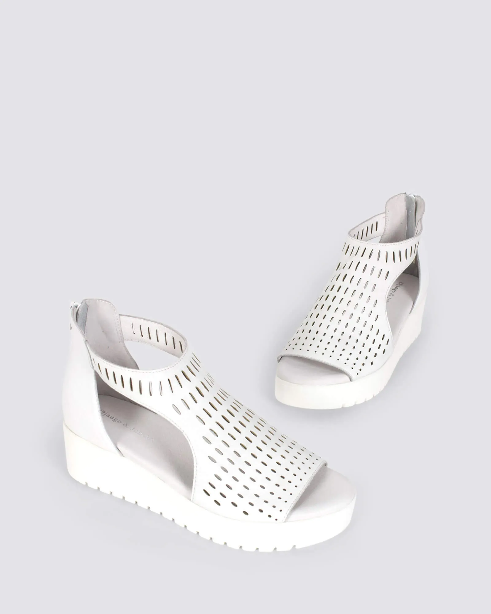 OXXIE PLATFORM SANDALS WHITE LEATHER