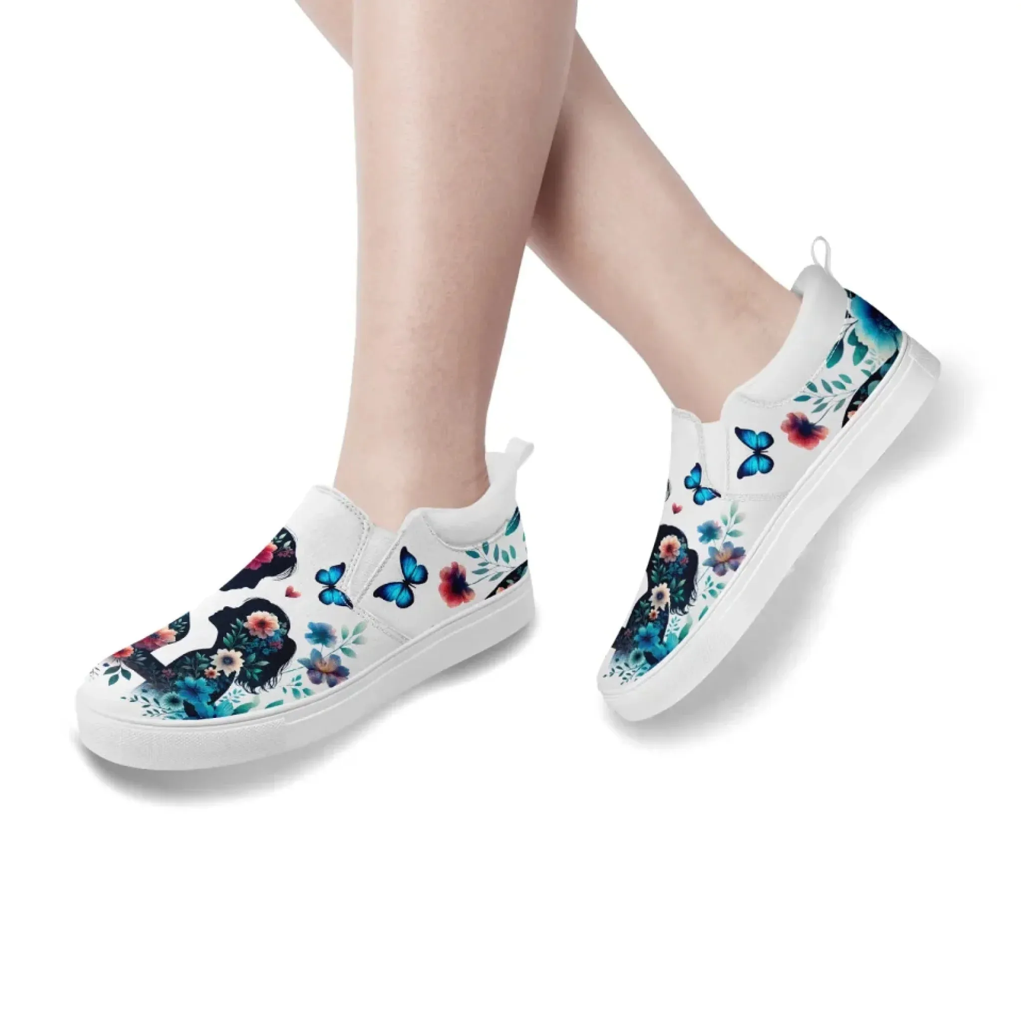 Personalized Mother's Day Sneakers, Custom Floral Design Shoes, Canvas Slip On Shoes