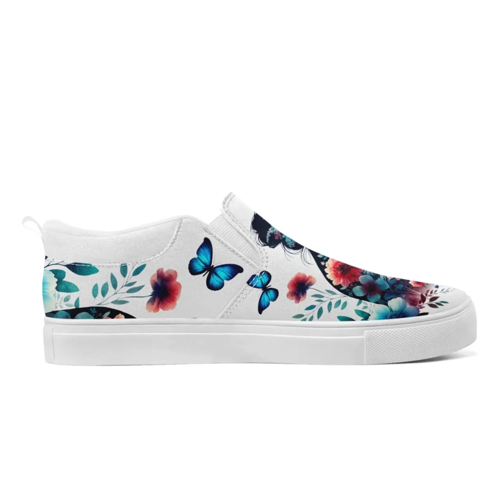 Personalized Mother's Day Sneakers, Custom Floral Design Shoes, Canvas Slip On Shoes