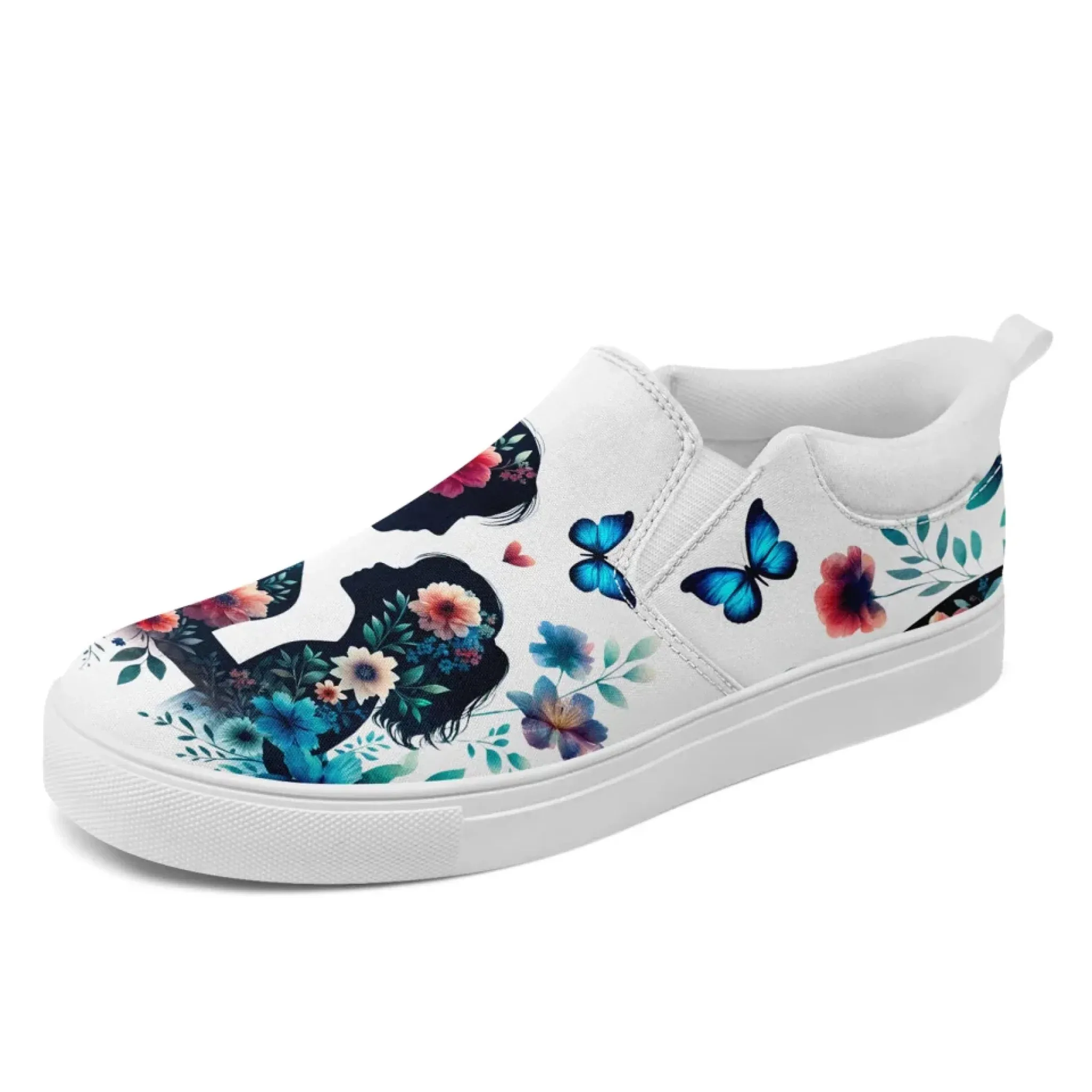 Personalized Mother's Day Sneakers, Custom Floral Design Shoes, Canvas Slip On Shoes