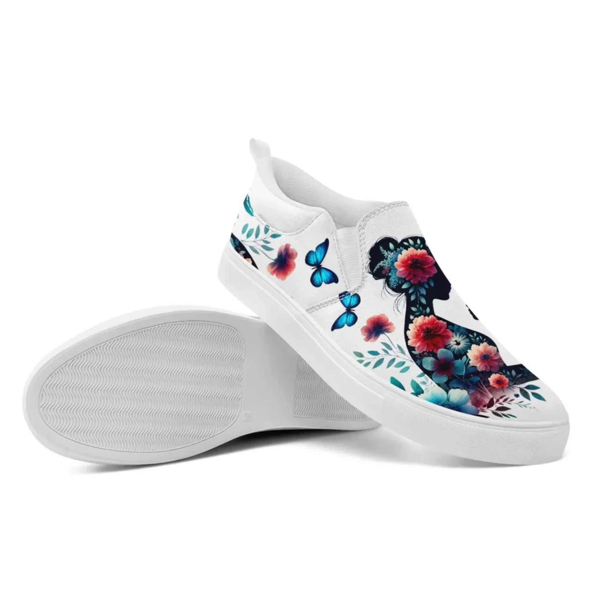 Personalized Mother's Day Sneakers, Custom Floral Design Shoes, Canvas Slip On Shoes