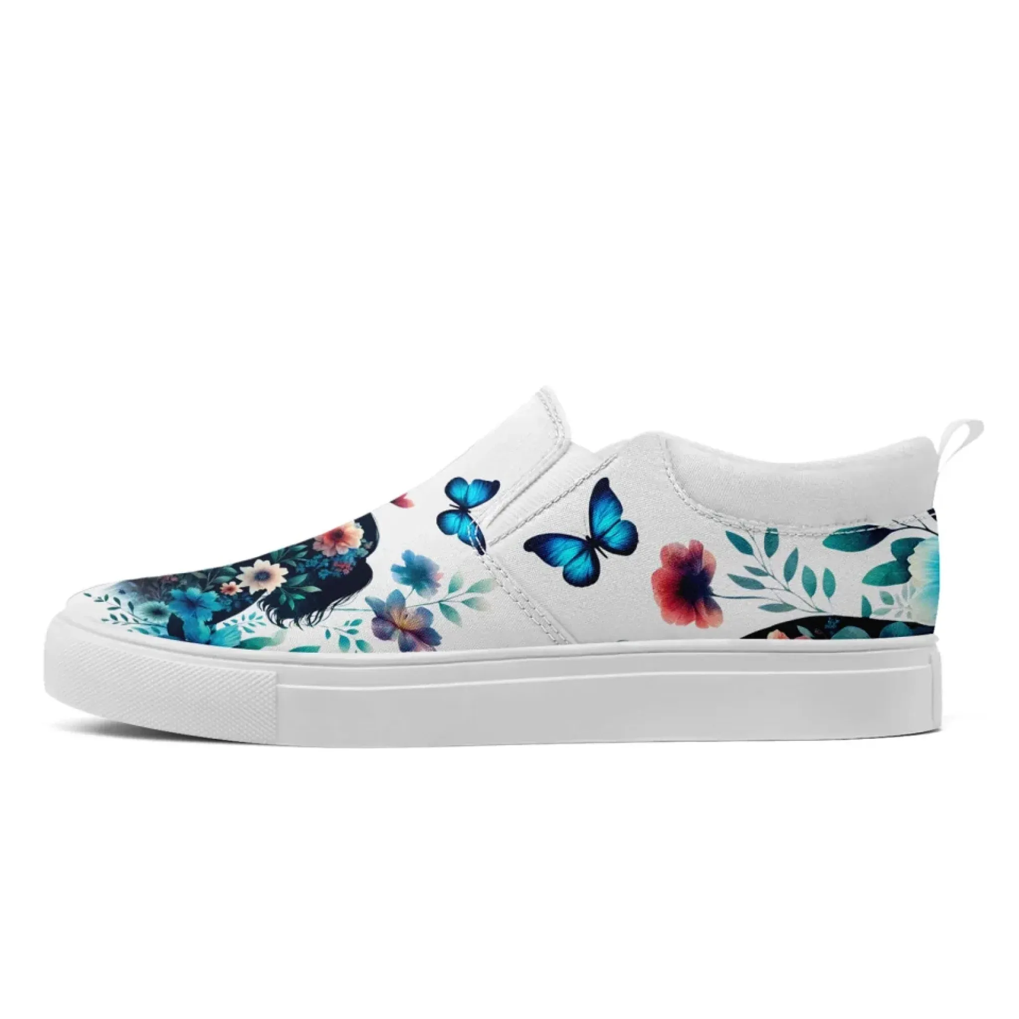 Personalized Mother's Day Sneakers, Custom Floral Design Shoes, Canvas Slip On Shoes