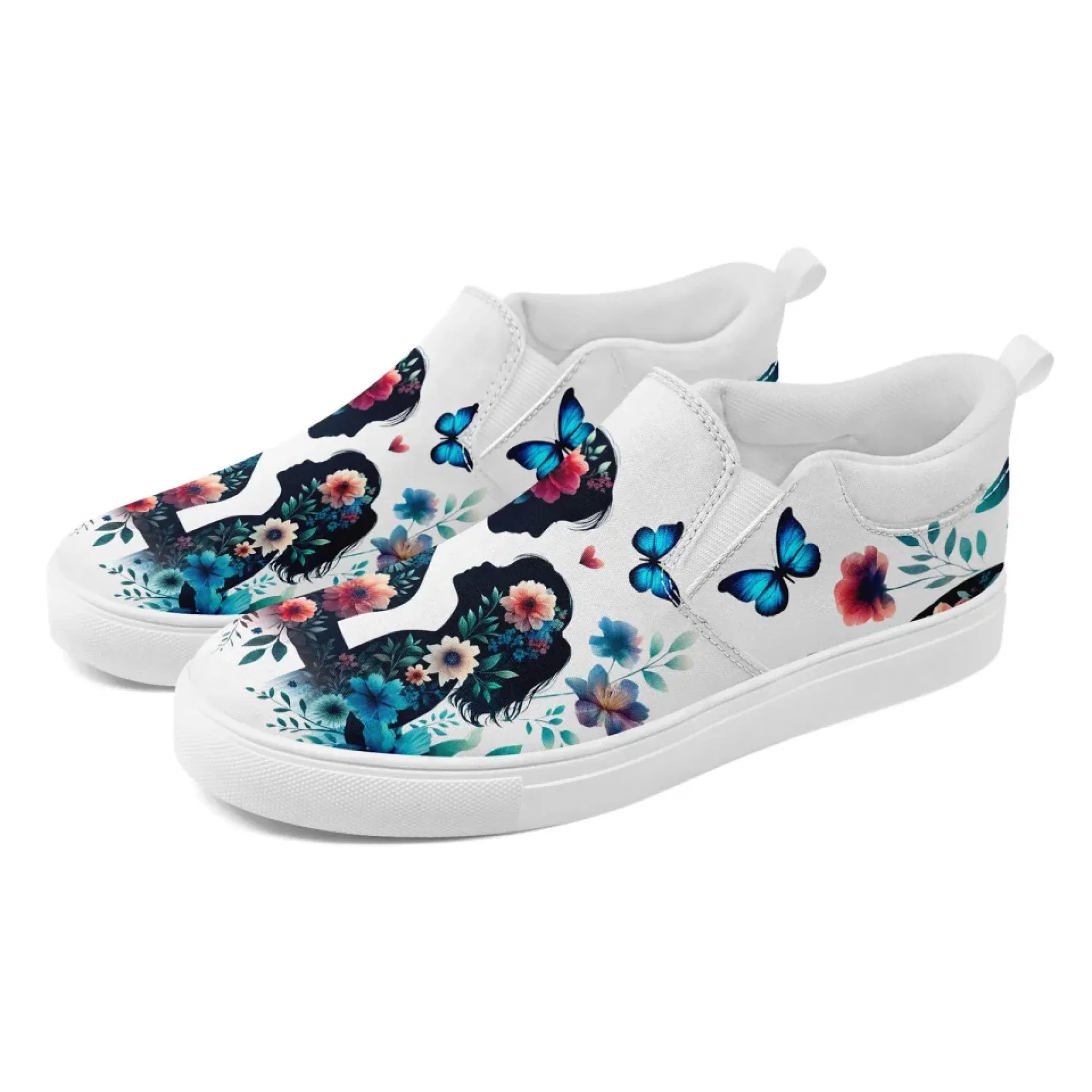 Personalized Mother's Day Sneakers, Custom Floral Design Shoes, Canvas Slip On Shoes
